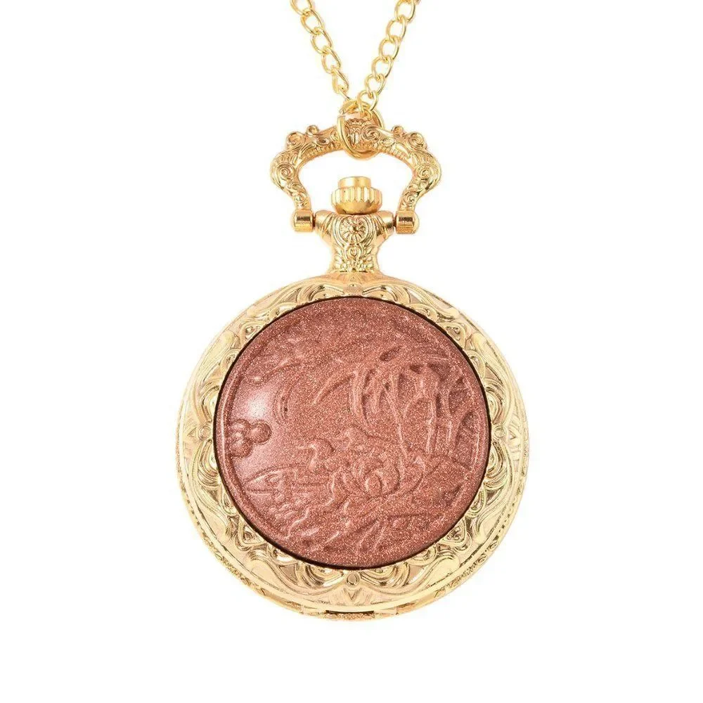 GENOA Carved Rose Pocket Watch